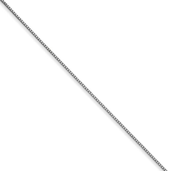 0.5mm, 14k White Gold Box Chain Necklace, 18 Inch - Picture 1 of 8